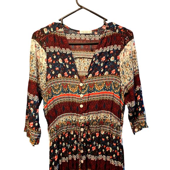 R. Vivimos floral panel button front maxi dress nwot - Picture 3 of 6